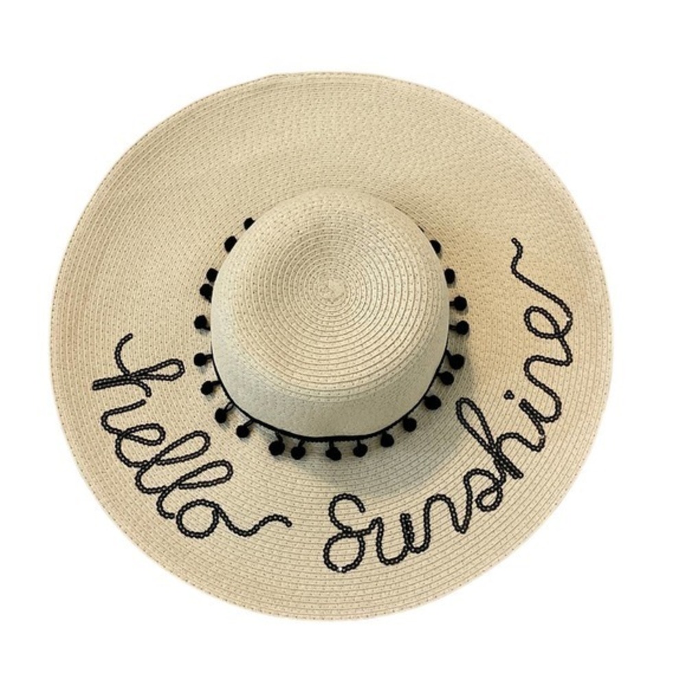 Francesca’s Collections Tan Hello Sunshine Beach Floppy Hat